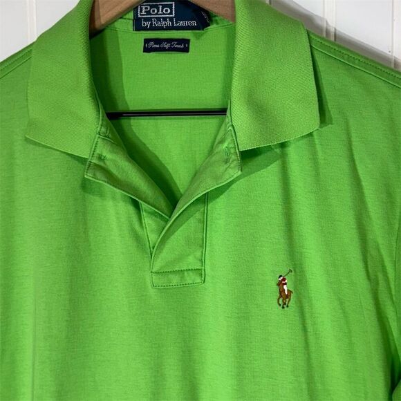 Polo Ralph Lauren Green Pima Soft Touch Polo Shirt M Classic Fit Pony Preppy Y2K - Picture 3 of 7